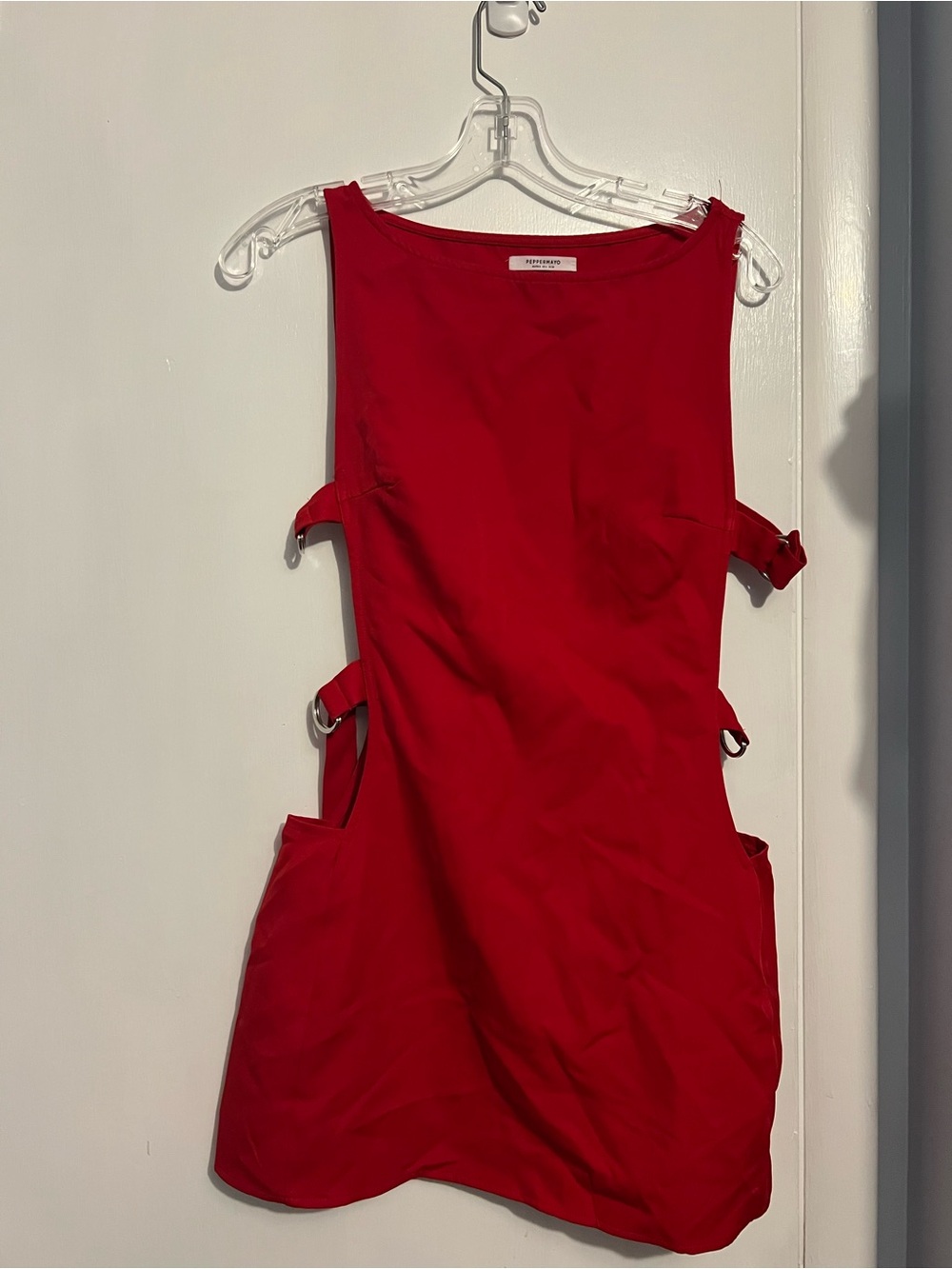 Peppermayo Red Mini Dress with Side Cutouts